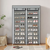 HAOYYE Double Row 10-Tier Shoe Cabinet with Non-Woven Fabric, Iron Pipes & Plastic Components, Gray Space-Saving Entryway Storage Rack for Closet or Home Organization
